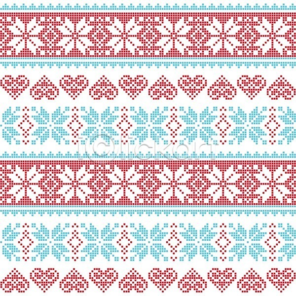 사람없음 EPS 일러스트 해외이미지 겨울 노르딕(디자인) 눈꽃 디자인 뜨개질 빨간색 패턴 하늘색 하트 해외202004