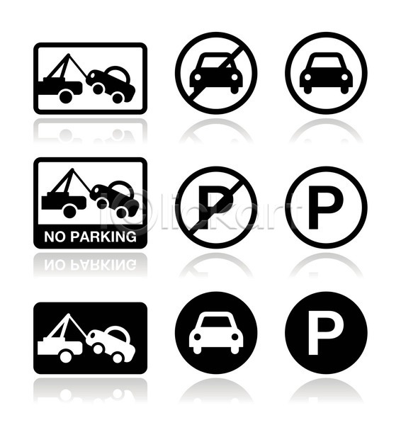 사람없음 EPS 아이콘 일러스트 해외이미지 견인 경고 금지 자동차 주차 주차금지 주차장표시 주차표시 표시 해외202004