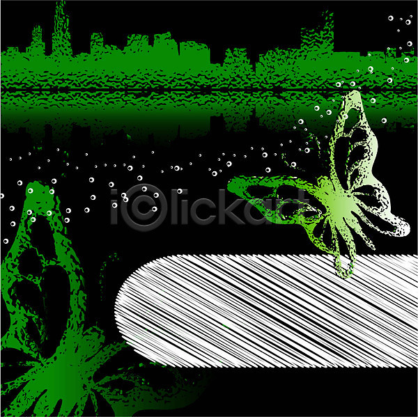 EPS 실루엣 일러스트 해외이미지 검은색 나비 디자인 백그라운드 야간 장식 초록색 추상 해외202004