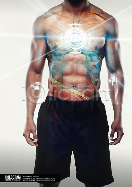 미래 편리함 남자 남자만 남자한명만 사람 성인 성인남자만 성인만 한명 3D PSD 디지털합성 편집이미지 건강 근육 디지털아트 운동 헬스 홀로그램