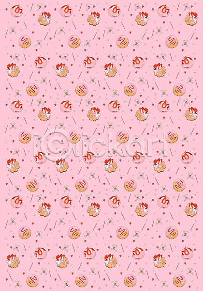 사람없음 AI(파일형식) 일러스트 도넛 디저트 백그라운드 빵 패턴