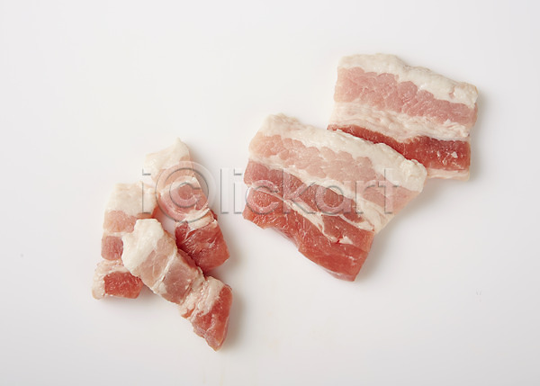 사람없음 JPG 포토 돼지고기 삼겹살 생고기 스튜디오촬영 식재료 실내 육류 흰배경