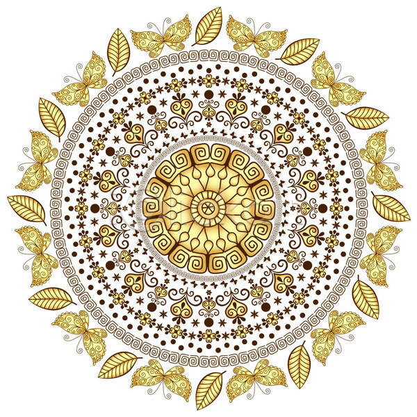 화려 사람없음 EPS 일러스트 해외이미지 나비 노란색 대칭 디자인 만다라 백그라운드 여러마리 잎 추상 하트 해외202004
