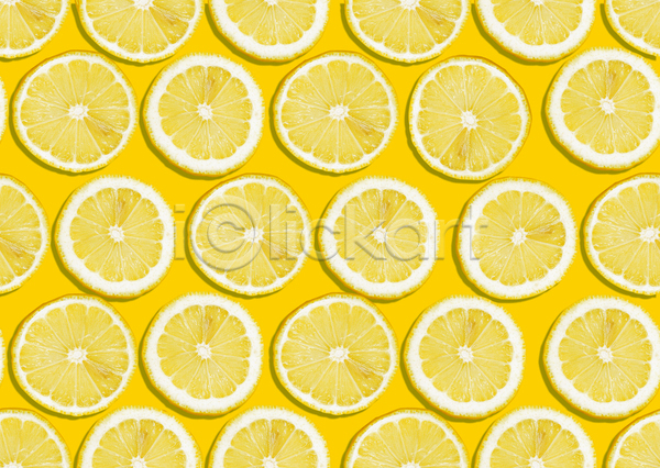 사람없음 JPG 일러스트 해외이미지 가득함 노란색 단면 레몬 백그라운드 패턴 해외202004