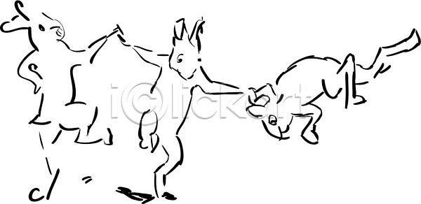 행복 EPS 일러스트 해외이미지 흑백 검은색 귀 그림 마스코트 만화 미술 반려동물 부활절 선 윤곽 점 점프 책 토끼 해외202004 해외일러스트 흰색