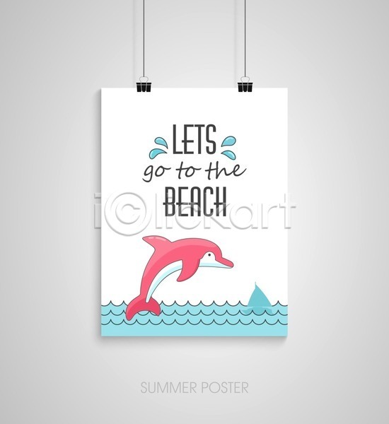 사람없음 EPS 일러스트 해외이미지 돌고래 디자인 매달리기 물방울 바다 서류집게 여름(계절) 타이포그라피 포스터 한마리 해변 해외202004