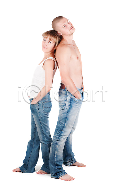 사랑 섹시 시원함 자신감 행복 남자 두명 사람 성인 소년 여자 JPG 포토 해외이미지 거짓말 고립 관계 근육 긍정 날씬함 누드 모델 몸통 미소(표정) 셔츠 신체 옷 유행 청바지 커플 파란색 포즈 표현 해외202004