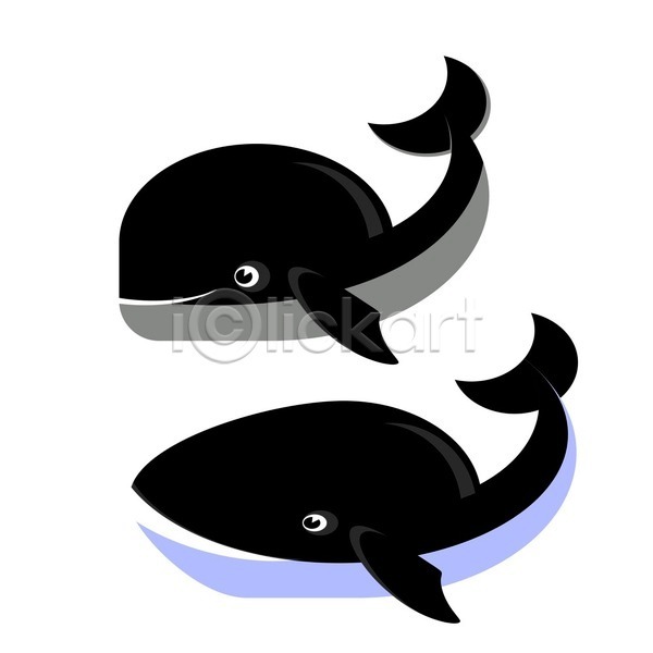 사람없음 EPS 일러스트 해외이미지 검은색 고래 두마리 해외202004