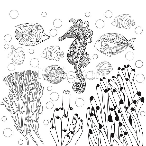 성인 EPS 일러스트 해외이미지 그래픽 내추럴 만화 물 바다 백그라운드 산호 선 수중 신용카드 아래 암초 야생동물 어류 여름(계절) 여행 윤곽 자연 책 페이지 풍경(경치) 해외202004 휴가