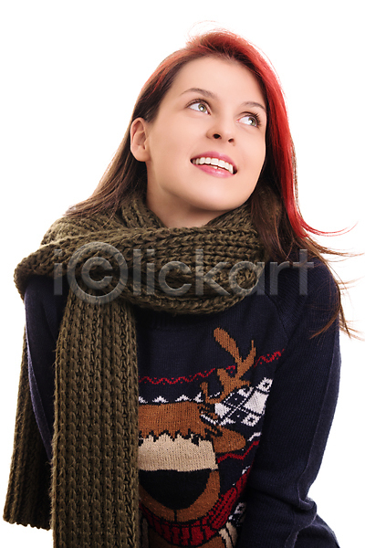 따뜻함 시원함 추위 행복 사람 여자 한명 JPG 포토 해외이미지 12월 겨울 계절 고립 긍정 날씨 니트 목도리 미소(표정) 백그라운드 스웨터 스타일 양모 온도 옷 유행 응시 크리스마스 포장 학생 해외202004 휴가 흰색