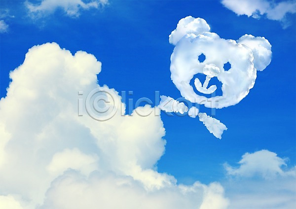 사람없음 PSD 편집이미지 곰인형 구름(자연) 나비넥타이 뭉게구름 백그라운드 자연 편집 하늘