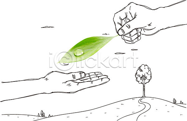 사람 신체부위 AI(파일형식) 편집이미지 포토일러 그린슈머 그린캠페인 나무 나뭇잎 물방울 손 식물 에코 자연보호 주기 초록색 캠페인