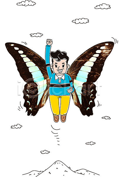 남자 남자만 남자한명만 사람 한명 AI(파일형식) 편집이미지 포토일러 곤충 구름(자연) 나비 날개(비행) 동물 비행 산 슈퍼맨 캐릭터