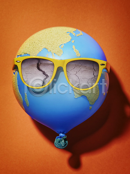 과거 사람없음 3D JPG 디지털합성 편집이미지 가뭄 꿈 디지털아트 반사 선글라스 안경 자연재해 지구 지구본 풍선