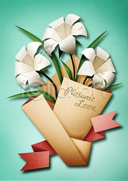 사랑 순수 사람없음 PSD 편집이미지 기념일 꽃다발 리본 백합(꽃) 종이 컨셉 페이퍼아트 포스터 표지 프로포즈 활용