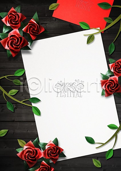 사랑 사람없음 PSD 편집이미지 기념일 꽃 로즈데이 장미 종이 컨셉 페이퍼아트 포스터 표지 프레임 프로포즈 활용