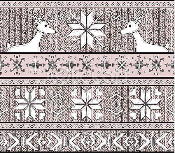사람없음 EPS 일러스트 해외이미지 겨울 노르딕(디자인) 눈꽃 디자인 뜨개질 루돌프 패턴 해외202004