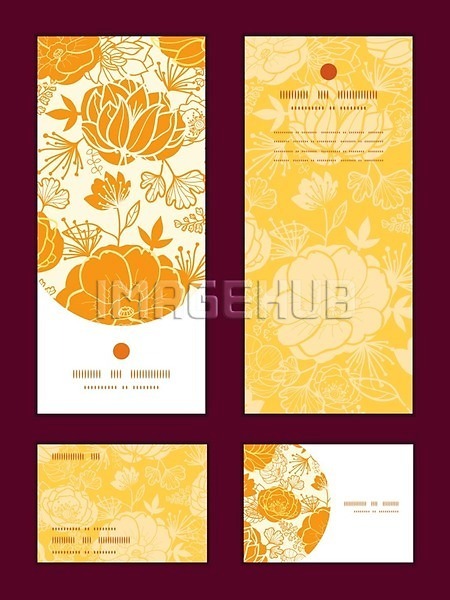 사람없음 EPS 일러스트 해외이미지 꽃 꽃무늬 노란색 디자인 배너 세트 작약 패턴 프레임 해외202004