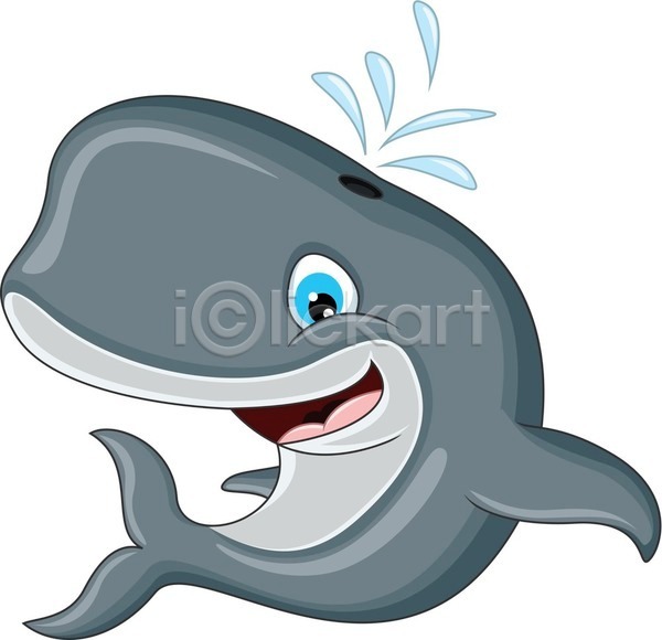 사람없음 EPS 일러스트 해외이미지 고래 동물캐릭터 물뿜기 웃음 한마리 해외202004