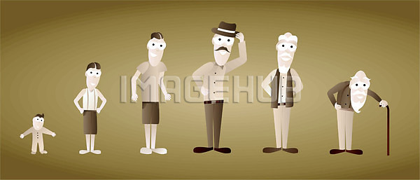 성장 남자 노년 성인 어린이 청소년 EPS 일러스트 해외이미지 가족 골동품 구식 시간 옛날 컨셉 해외202004 해외일러스트