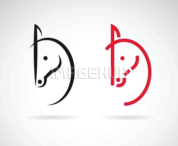 사람없음 EPS 일러스트 해외이미지 검은색 디자인 말(동물) 백그라운드 빨간색 심볼 얼굴 윤곽 추상 해외202004