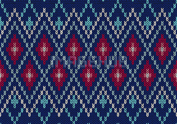 사람없음 EPS 일러스트 해외이미지 노르딕(디자인) 다이아몬드 디자인 뜨개질 파란색 패턴 해외202004
