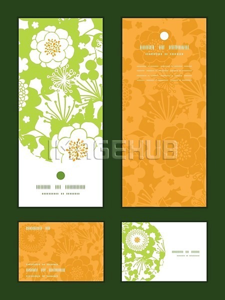 화려 사람없음 EPS 일러스트 해외이미지 꽃 꽃무늬 노란색 디자인 배너 세트 식물 초록색 패턴 프레임 해외202004