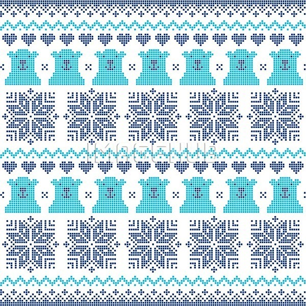 사람없음 EPS 일러스트 해외이미지 겨울 노르딕(디자인) 눈꽃 디자인 뜨개질 북극곰 패턴 픽셀 하늘색 해외202004