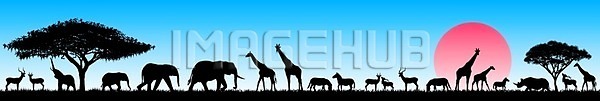 EPS 실루엣 일러스트 해외이미지 검은색 기린 나무 동물 동물상 맑음 배너 분홍색 사파리 생태학 서기 서식지 세트 식물 아침 아카시아 아프리카 야생동물 야외 얼룩말 여행 영양 일출 자연 장면 정사각형 코끼리 코뿔소 태양 파노라마 파란색 평야 포유류 풍경 하늘 해외202004 해외일러스트