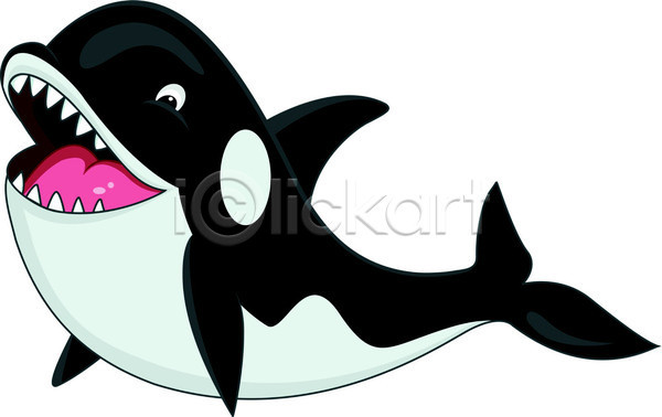사람없음 EPS 일러스트 해외이미지 고래 동물캐릭터 범고래 입벌림 한마리 해외202004