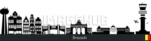 EPS 일러스트 해외이미지 건축양식 검은색 계단 공항 궁전 도시 문 박물관 벨기에 브뤼셀 비즈니스 스카이라인 시장 여행 왕 유럽 주택 지붕 창문 큼 탑 텔레비전 포트 해외202004 해외일러스트 흰색