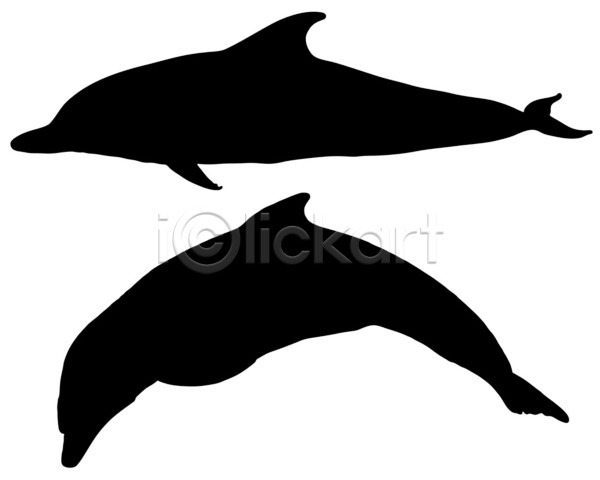 사람없음 EPS 실루엣 일러스트 해외이미지 검은색 돌고래 두마리 해외202004