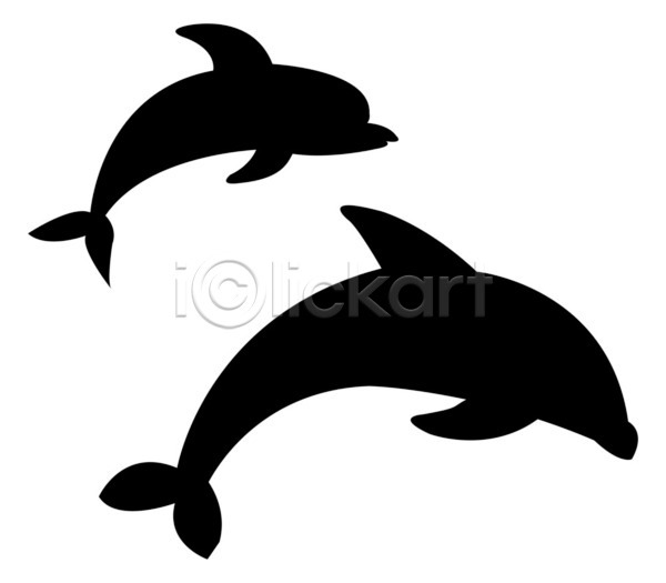 사람없음 EPS 실루엣 일러스트 해외이미지 검은색 돌고래 두마리 해외202004
