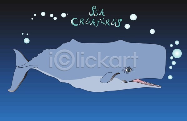 사람없음 EPS 일러스트 해외이미지 고래 물방울 한마리 해외202004 향유고래