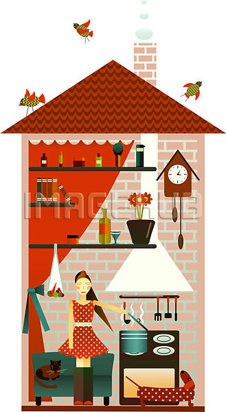 편안함 행복 EPS 일러스트 해외이미지 개 건물 고양이 그래픽 그림 닥스훈트 만화 백그라운드 소파 안락 저녁식사 조류 주방 주택 지붕 커튼 포스터 해외202004