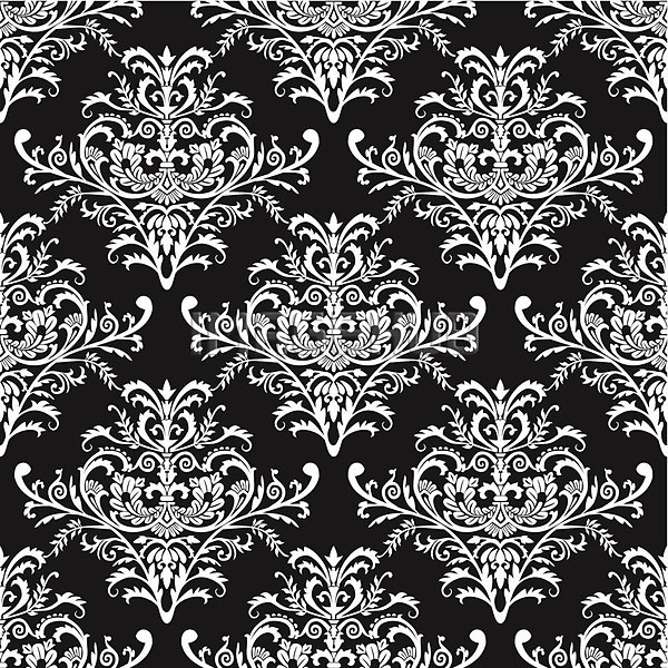 우아함 EPS 일러스트 해외이미지 검은색 골동품 공상 꽃무늬 디자인 르네상스 묘사 바로크 백그라운드 벽지 복고 수확 스타일 예시 잎 장식 정사각형 질감 타일 패턴 해외202004 흰색