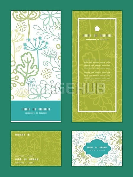사람없음 EPS 일러스트 해외이미지 꽃무늬 배너 세트 잎 초록색 패턴 프레임 해외202004