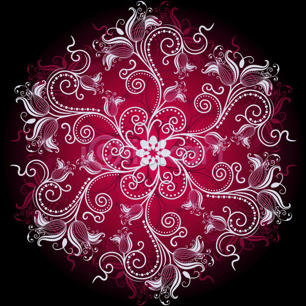 화려 사람없음 EPS 일러스트 해외이미지 검은색 꽃 대칭 디자인 만다라 백그라운드 빨간색 추상 해외202004