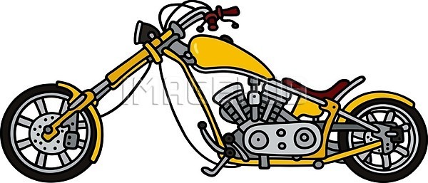클래식 사람없음 EPS 일러스트 해외이미지 노란색 오토바이 해외202004