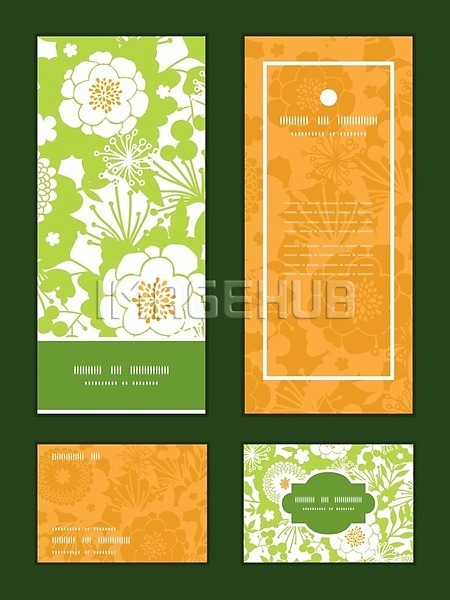 화려 사람없음 EPS 일러스트 해외이미지 꽃 꽃무늬 노란색 디자인 배너 세트 초록색 패턴 프레임 해외202004