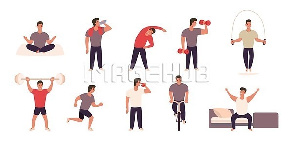 사람 EPS 일러스트 해외이미지 달리기 달리기선수 라이프스타일 물 보따리 세트 시간 아침 야간 운동 음식 일러캐릭터 자연 자전거 잠 점프 침대 캐릭터 해외202004 해외일러스트