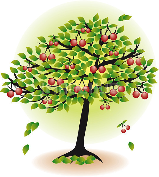 EPS 일러스트 해외이미지 가을(계절) 계절 고립 과일 나무 나뭇가지 디자인 만화 백그라운드 숲 식물 엘리먼트 여름(계절) 잎 자연 장식 체리 해외202004 환경
