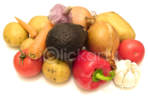 신선 사람없음 JPG 포토 해외이미지 감자 당근 마늘 실내 아보카도 양파 웰빙 유기농 채소 토마토 파프리카 해외202004 흰배경