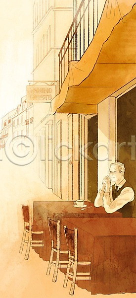 휴식 남자 남자만 남자한명만 사람 성인 성인남자만 성인만 한명 PSD 일러스트 건물 발코니 백그라운드 세계여행 안식처 야외 여행 의자 주간 카페 커피 탁자