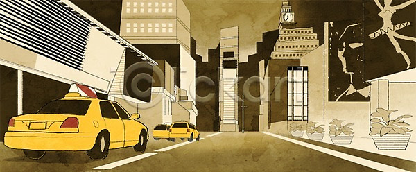 사람없음 PSD 일러스트 뉴욕 도로 도시 백그라운드 빌딩 세계여행 여행 타임스퀘어 택시