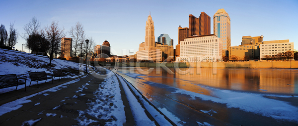 사람없음 JPG 포토 해외이미지 강 겨울 공원 냉동 도심 미국 반사 벤치 스카이라인 여행 일몰 파노라마 해외202004 해외포토