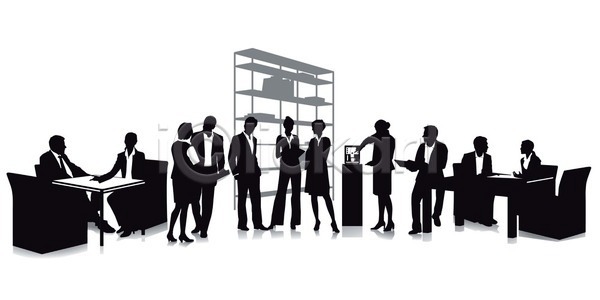 만남 소통 휴식 남자 여자 EPS 실루엣 일러스트 해외이미지 고용 금융 동료 비즈니스 비즈니스맨 사무실 앉기 업무 책상 컨셉 해외202004 해외일러스트 회의