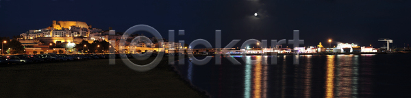 사람없음 JPG 포토 해외이미지 도시 모래 바다 스페인 야간 야자수 여름 여행 전등 조명 해외202004 해외포토