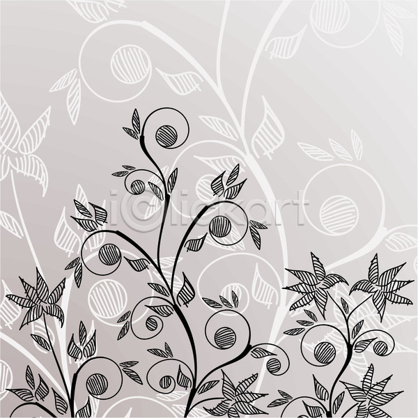 빈티지 사람없음 EPS 라인일러스트 일러스트 해외이미지 꽃 백그라운드 잎 잎줄기 해외202004 회색
