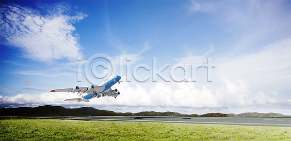 사람없음 3D PSD 디지털합성 편집이미지 구름(자연) 디지털아트 비행 비행기 야외 주간 편집 하늘 합성 활주로